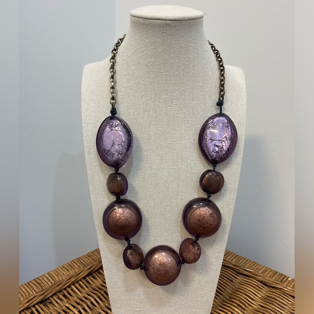 Vintage Large Foil Beaded Necklace